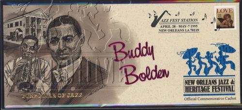 Courtesy of New Orleans Jazz & Heritage Foundation Archive.1995 Official Commemorative Cachet: Buddy Bolden.