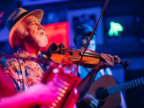 A swamp pop band plays at Blue Moon Saloon.