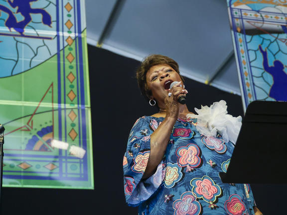 Irma Thomas performs at JazzFest.