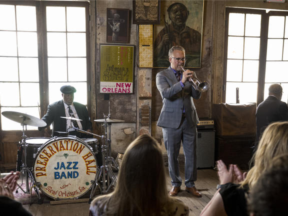 A jazz performance at Preservation Hall.
