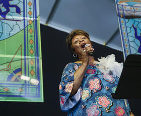 Irma Thomas performs at JazzFest.